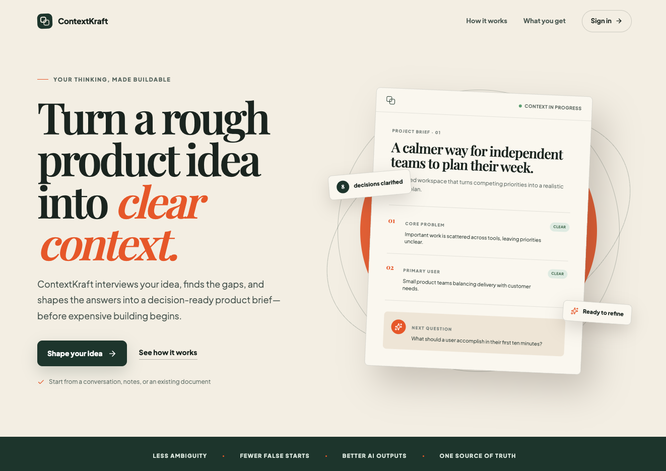 ContextKraft product interface