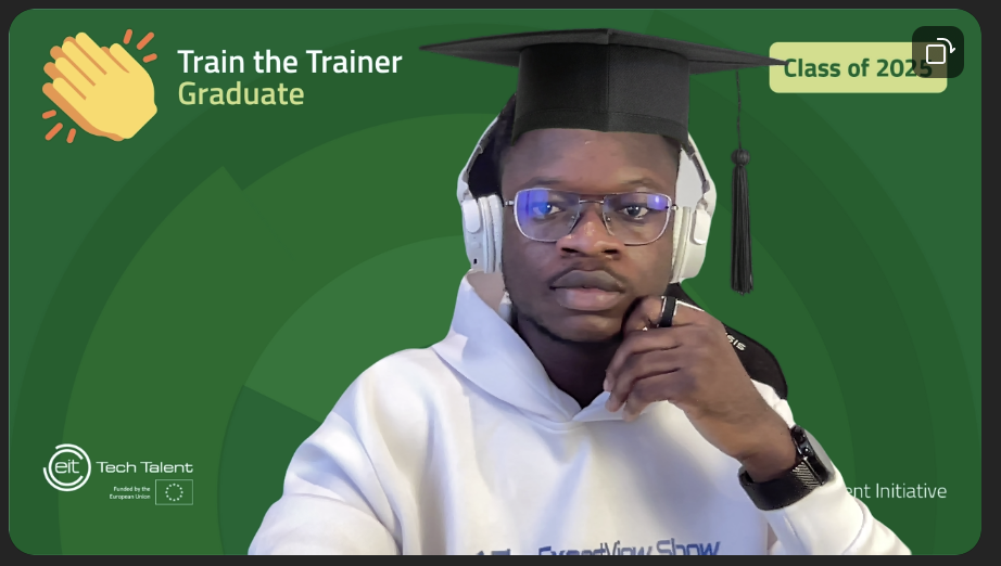 Adeleke Samuel completing the EIT Deep Tech Talent Train the Trainer programme
