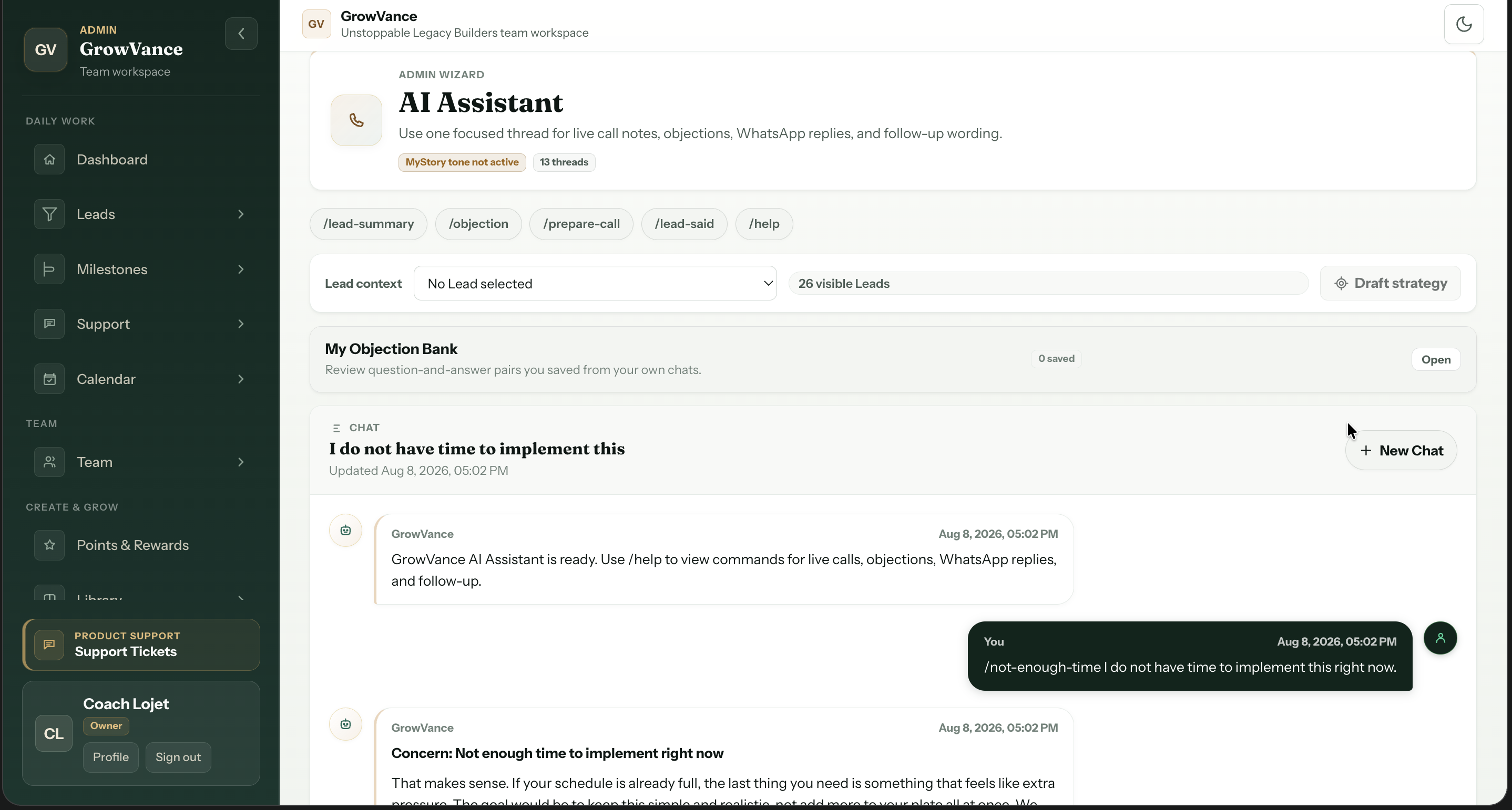 GrowVance AI product interface