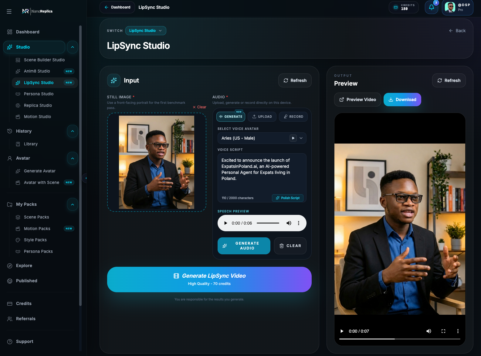 NanoReplica AI product interface, screen 2